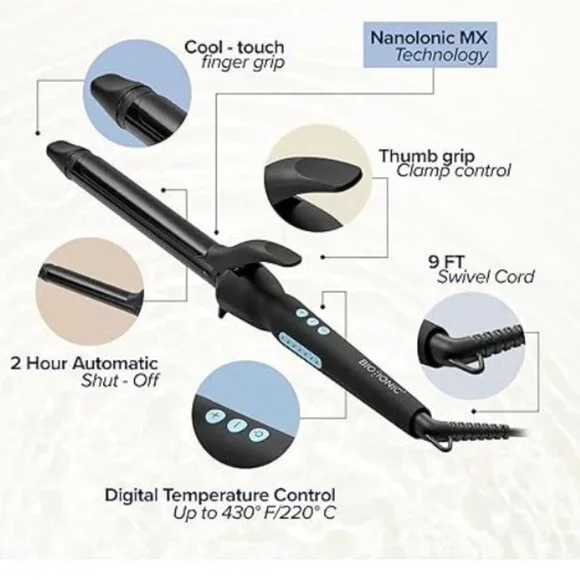 BIO IONIC Long Barrel Styler, 1" Curling Iron w/Moisture Heat Technology- NEW! - Picture 6 of 8